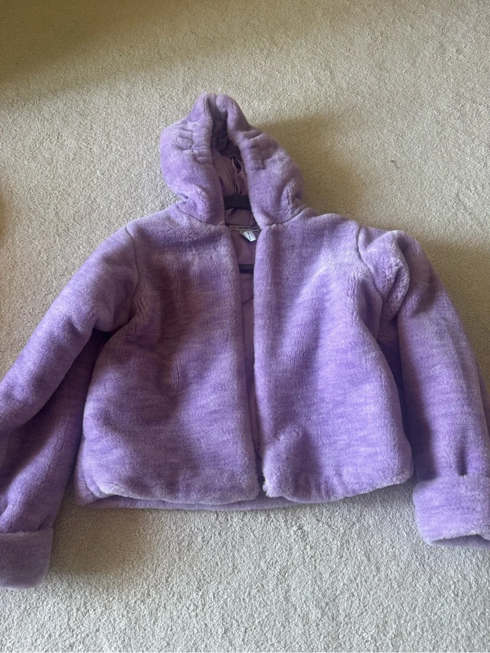 Plush Hooded Puffer Jacket for Kids - Lavender